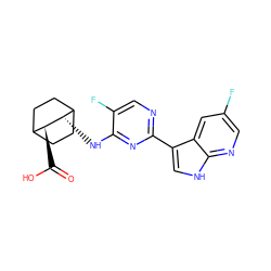 O=C(O)[C@H]1C2CCC(CC2)[C@@H]1Nc1nc(-c2c[nH]c3ncc(F)cc23)ncc1F ZINC000098208077