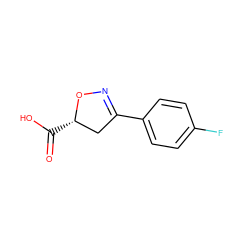 O=C(O)[C@H]1CC(c2ccc(F)cc2)=NO1 ZINC000000819002