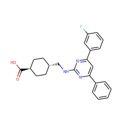 O=C(O)[C@H]1CC[C@H](CNc2nc(-c3ccccc3)cc(-c3cccc(F)c3)n2)CC1 ZINC000299830847