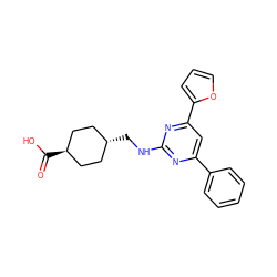 O=C(O)[C@H]1CC[C@H](CNc2nc(-c3ccccc3)cc(-c3ccco3)n2)CC1 ZINC000299827212