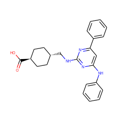 O=C(O)[C@H]1CC[C@H](CNc2nc(Nc3ccccc3)cc(-c3ccccc3)n2)CC1 ZINC000299820227