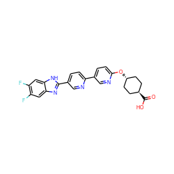 O=C(O)[C@H]1CC[C@H](Oc2ccc(-c3ccc(-c4nc5cc(F)c(F)cc5[nH]4)cn3)cn2)CC1 ZINC000101688540