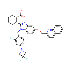 O=C(O)[C@H]1CCCC[C@H]1c1nc2cc(OCc3ccc4ccccc4n3)ccc2n1Cc1ccc(N2CC(F)(F)C2)cc1F ZINC000226100705