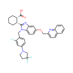 O=C(O)[C@H]1CCCC[C@H]1c1nc2cc(OCc3ccc4ccccc4n3)ccc2n1Cc1ccc(N2CCC(F)(F)C2)cc1F ZINC000226104640