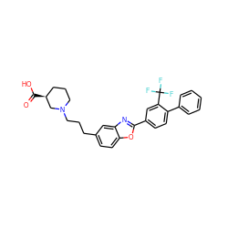 O=C(O)[C@H]1CCCN(CCCc2ccc3oc(-c4ccc(-c5ccccc5)c(C(F)(F)F)c4)nc3c2)C1 ZINC000084759207