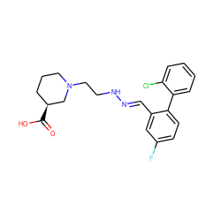 O=C(O)[C@H]1CCCN(CCN/N=C/c2cc(F)ccc2-c2ccccc2Cl)C1 ZINC000095597949