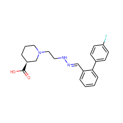 O=C(O)[C@H]1CCCN(CCN/N=C/c2ccccc2-c2ccc(F)cc2)C1 ZINC000095596279