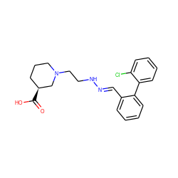 O=C(O)[C@H]1CCCN(CCN/N=C/c2ccccc2-c2ccccc2Cl)C1 ZINC000095598200