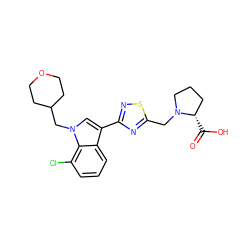 O=C(O)[C@H]1CCCN1Cc1nc(-c2cn(CC3CCOCC3)c3c(Cl)cccc23)ns1 ZINC000066111973