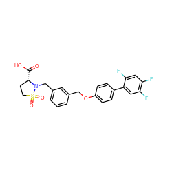 O=C(O)[C@H]1CCS(=O)(=O)N1Cc1cccc(COc2ccc(-c3cc(F)c(F)cc3F)cc2)c1 ZINC000072315351