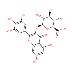 O=C(O)[C@H]1O[C@@H](Oc2c(-c3cc(O)c(O)c(O)c3)oc3cc(O)cc(O)c3c2=O)[C@H](O)[C@@H](O)[C@@H]1O ZINC000028538752