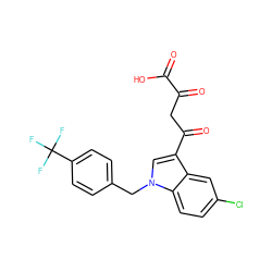 O=C(O)C(=O)CC(=O)c1cn(Cc2ccc(C(F)(F)F)cc2)c2ccc(Cl)cc12 ZINC000169306997