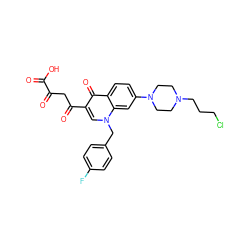 O=C(O)C(=O)CC(=O)c1cn(Cc2ccc(F)cc2)c2cc(N3CCN(CCCCl)CC3)ccc2c1=O ZINC000169312572