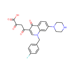 O=C(O)C(=O)CC(=O)c1cn(Cc2ccc(F)cc2)c2cc(N3CCNCC3)ccc2c1=O ZINC000169312559