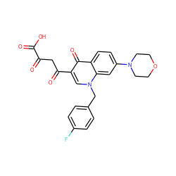 O=C(O)C(=O)CC(=O)c1cn(Cc2ccc(F)cc2)c2cc(N3CCOCC3)ccc2c1=O ZINC000169312567