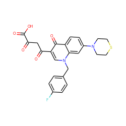 O=C(O)C(=O)CC(=O)c1cn(Cc2ccc(F)cc2)c2cc(N3CCSCC3)ccc2c1=O ZINC000169312564