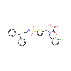 O=C(O)C(=O)N(Cc1cccc(Cl)c1)Cc1ccc(S(=O)(=O)NCCC(c2ccccc2)c2ccccc2)s1 ZINC000016052337