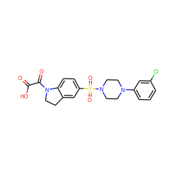 O=C(O)C(=O)N1CCc2cc(S(=O)(=O)N3CCN(c4cccc(Cl)c4)CC3)ccc21 ZINC000118528079