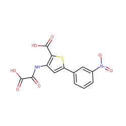 O=C(O)C(=O)Nc1cc(-c2cccc([N+](=O)[O-])c2)sc1C(=O)O ZINC000013491462