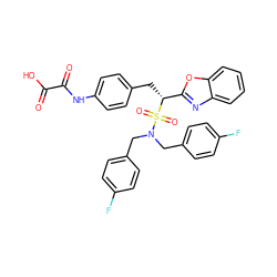 O=C(O)C(=O)Nc1ccc(C[C@H](c2nc3ccccc3o2)S(=O)(=O)N(Cc2ccc(F)cc2)Cc2ccc(F)cc2)cc1 ZINC000096258566