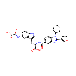 O=C(O)C(=O)Nc1ccc2[nH]cc(C[C@H](NC(=O)c3ccc4c(c3)nc(-c3ccoc3)n4C3CCCCC3)C(=O)O)c2c1 ZINC000028018585