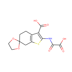 O=C(O)C(=O)Nc1sc2c(c1C(=O)O)CCC1(C2)OCCO1 ZINC000013491475