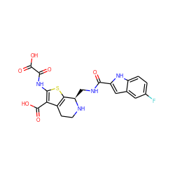 O=C(O)C(=O)Nc1sc2c(c1C(=O)O)CCN[C@@H]2CNC(=O)c1cc2cc(F)ccc2[nH]1 ZINC000028456613