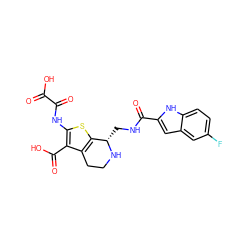 O=C(O)C(=O)Nc1sc2c(c1C(=O)O)CCN[C@H]2CNC(=O)c1cc2cc(F)ccc2[nH]1 ZINC000028456616