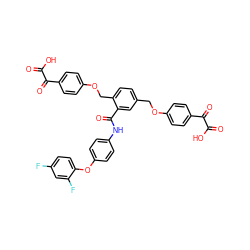 O=C(O)C(=O)c1ccc(OCc2ccc(COc3ccc(C(=O)C(=O)O)cc3)c(C(=O)Nc3ccc(Oc4ccc(F)cc4F)cc3)c2)cc1 ZINC000072170180