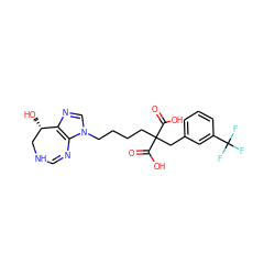 O=C(O)C(CCCCn1cnc2c1N=CNC[C@@H]2O)(Cc1cccc(C(F)(F)F)c1)C(=O)O ZINC000001547487