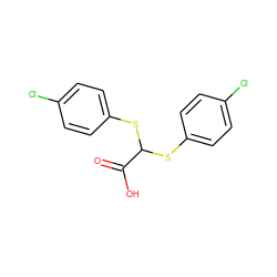 O=C(O)C(Sc1ccc(Cl)cc1)Sc1ccc(Cl)cc1 ZINC000001687757