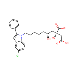 O=C(O)C[C@@](O)(C[C@H](O)CCCCCn1c(-c2ccccc2)cc2cc(Cl)ccc21)C(=O)O ZINC000013781093