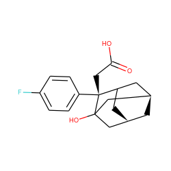 O=C(O)C[C@@]1(c2ccc(F)cc2)C2C[C@@H]3C[C@H](C2)CC1(O)C3 ZINC000073139609