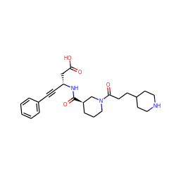 O=C(O)C[C@@H](C#Cc1ccccc1)NC(=O)[C@@H]1CCCN(C(=O)CCC2CCNCC2)C1 ZINC000013803103