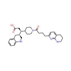 O=C(O)C[C@@H](C1CCN(C(=O)CCCc2ccc3c(n2)NCCC3)CC1)[C@H]1CNc2ccccc2C1 ZINC000013976884