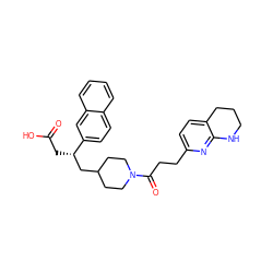 O=C(O)C[C@@H](CC1CCN(C(=O)CCc2ccc3c(n2)NCCC3)CC1)c1ccc2ccccc2c1 ZINC000028389832