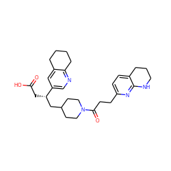 O=C(O)C[C@@H](CC1CCN(C(=O)CCc2ccc3c(n2)NCCC3)CC1)c1cnc2c(c1)CCCC2 ZINC000028397148