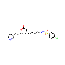 O=C(O)C[C@@H](CCCCCNS(=O)(=O)c1ccc(Cl)cc1)CCCCc1cccnc1 ZINC000013730320