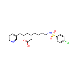 O=C(O)C[C@@H](CCCCNS(=O)(=O)c1ccc(Cl)cc1)CCCc1cccnc1 ZINC000013730406