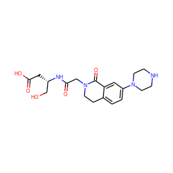 O=C(O)C[C@@H](CO)NC(=O)CN1CCc2ccc(N3CCNCC3)cc2C1=O ZINC000029560026