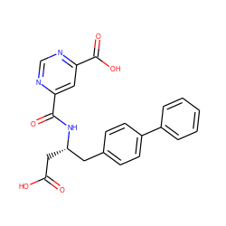 O=C(O)C[C@@H](Cc1ccc(-c2ccccc2)cc1)NC(=O)c1cc(C(=O)O)ncn1 ZINC000166458277