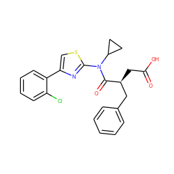 O=C(O)C[C@@H](Cc1ccccc1)C(=O)N(c1nc(-c2ccccc2Cl)cs1)C1CC1 ZINC000117518122