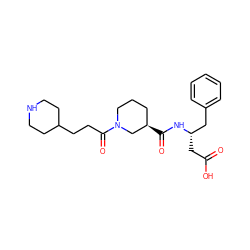 O=C(O)C[C@@H](Cc1ccccc1)NC(=O)[C@@H]1CCCN(C(=O)CCC2CCNCC2)C1 ZINC000013803118