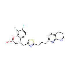 O=C(O)C[C@@H](Cc1csc(CCCc2ccc3c(n2)NCCC3)n1)c1ccc(F)c(F)c1 ZINC000028570693