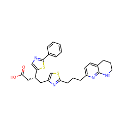 O=C(O)C[C@@H](Cc1csc(CCCc2ccc3c(n2)NCCC3)n1)c1cnc(-c2ccccc2)s1 ZINC000028569744