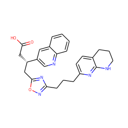 O=C(O)C[C@@H](Cc1nc(CCCc2ccc3c(n2)NCCC3)no1)c1cnc2ccccc2c1 ZINC000028568836