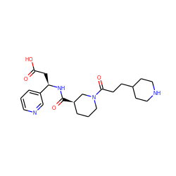 O=C(O)C[C@@H](NC(=O)[C@@H]1CCCN(C(=O)CCC2CCNCC2)C1)c1cccnc1 ZINC000011617002