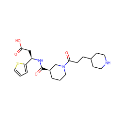 O=C(O)C[C@@H](NC(=O)[C@@H]1CCCN(C(=O)CCC2CCNCC2)C1)c1cccs1 ZINC000027564111