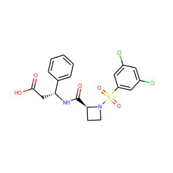 O=C(O)C[C@@H](NC(=O)[C@@H]1CCN1S(=O)(=O)c1cc(Cl)cc(Cl)c1)c1ccccc1 ZINC000013438530