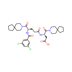 O=C(O)C[C@@H](NC(=O)CC[C@@H](NC(=O)c1cc(Cl)cc(Cl)c1)C(=O)N1CCC2(CCCC2)CC1)C(=O)N1CCC2(CCCC2)CC1 ZINC000029218571